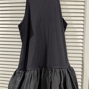 Future Collective sz LG Sleeveless Charcoal Gray drop waist ruffle Mini Dress